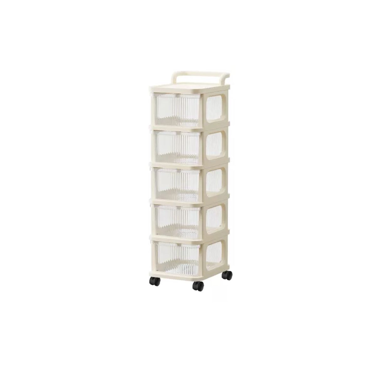 GENERICO - Carrito Organizador Ruedas Tipo Cómoda 5 Cajones Beige