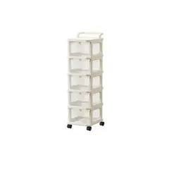 GENERICO - Carrito Organizador Ruedas Tipo Cómoda 5 Cajones Beige