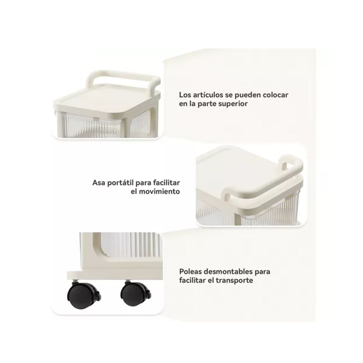 GENERICO - Carrito Organizador Ruedas Tipo Cómoda 5 Cajones Beige