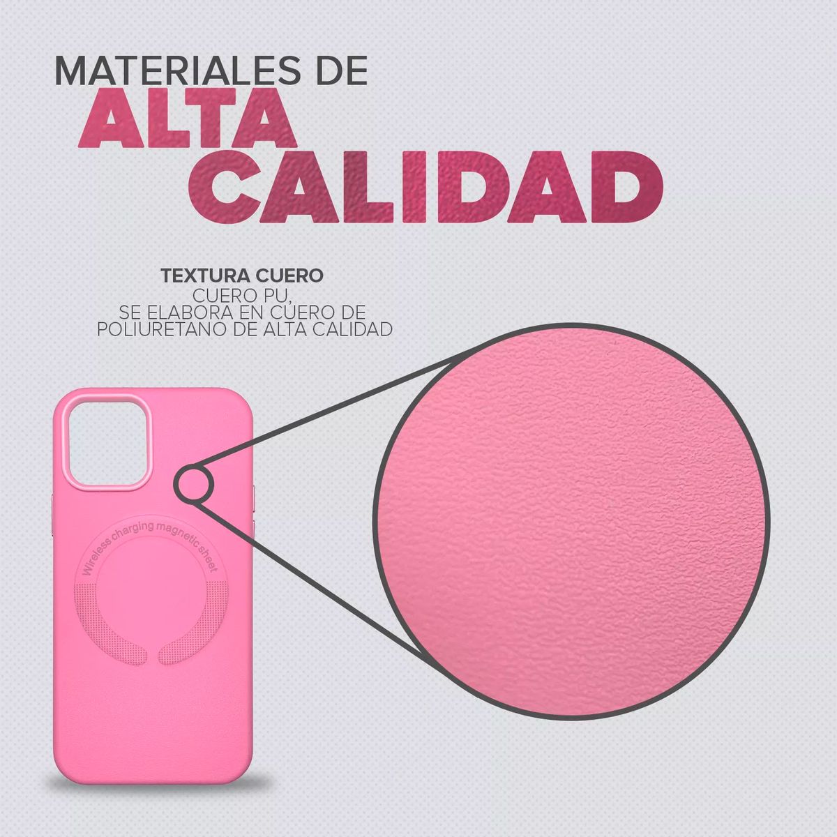 KBOD - Carcasa Antigolpes de Cuero Magnetic Para iPhone 15 Pro Max Rosa