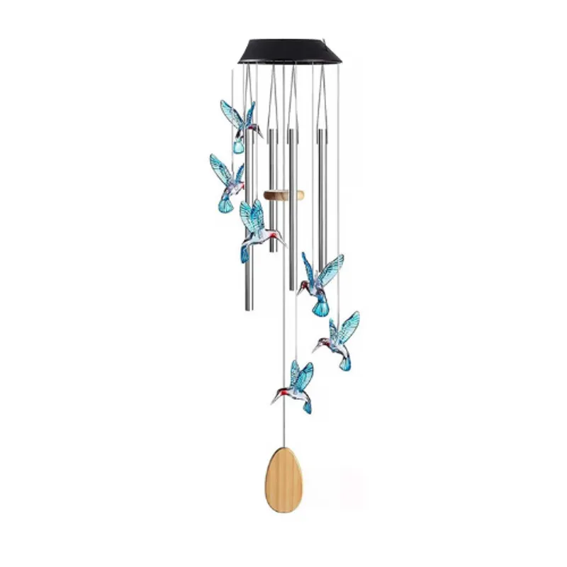 GENERICO - Campana De Viento LED Solar Colibri Con Sonido