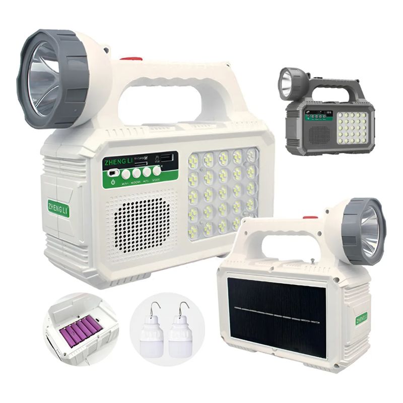 GENERICO - Foco De Emergencia Solar Led Con Radio Y Ampolletas