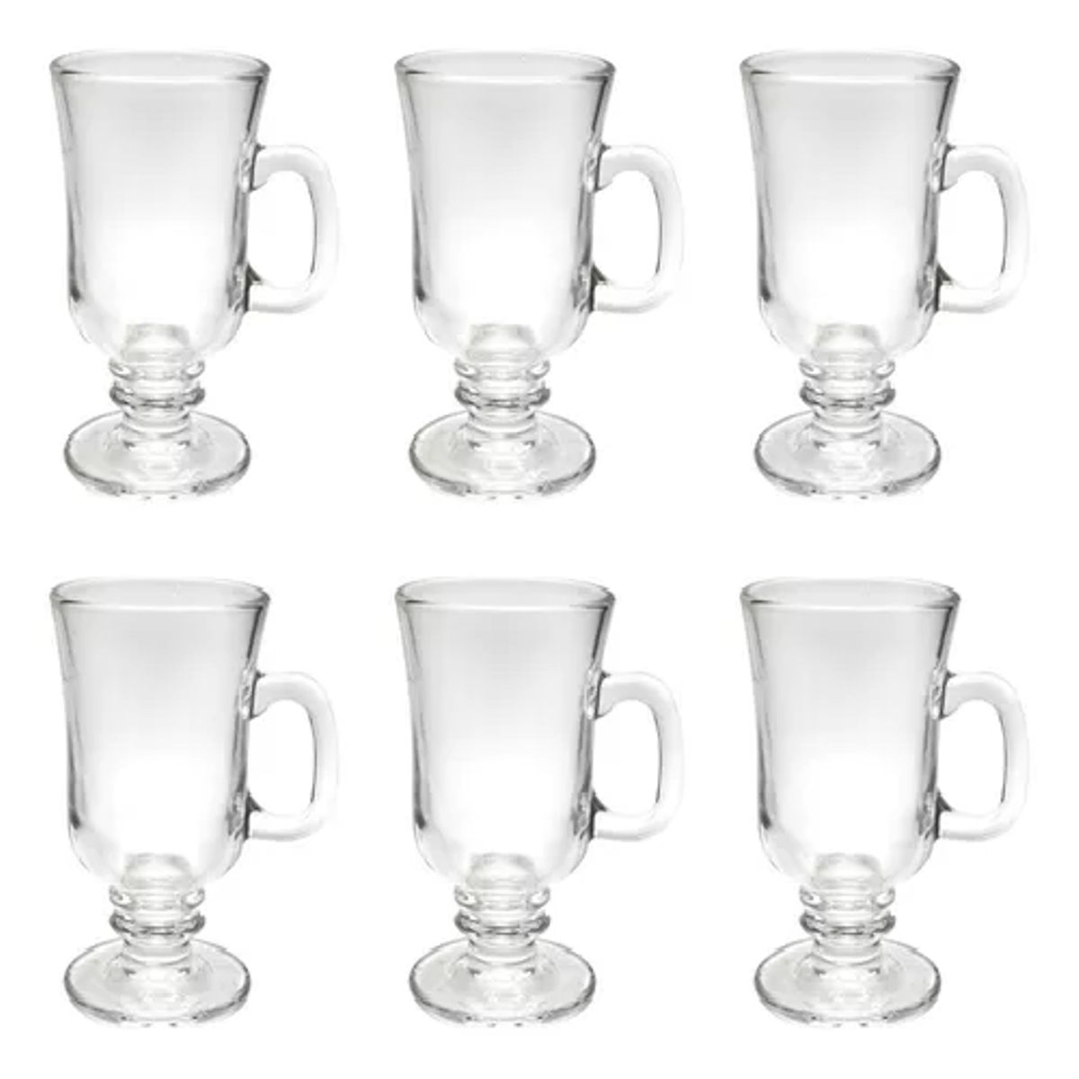 GENERICO - Set 6 tazas capuchino café y té vidrio 250 ml transparente