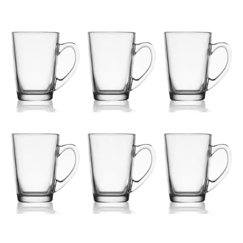 GENERICO - Set de 6 tazas para café con leche té capuchino vidrio 250 ml blanco