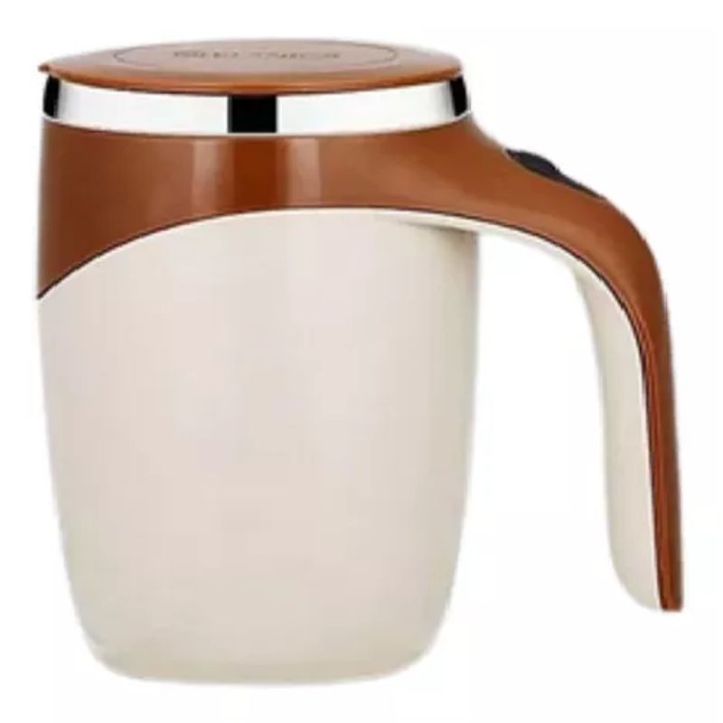 GENERICO - Taza de agitación automática 380 ml con detalle color café