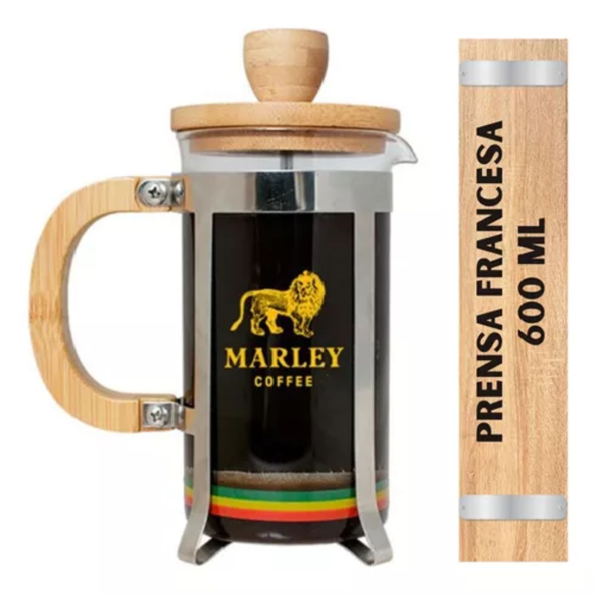GENERICO - Prensa francesa 600 ml Marley Coffee color plateado