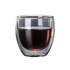 GENERICO - Juego de 4 Tazas de Café Vidrio Térmico Doble Pared 80ml Blanco