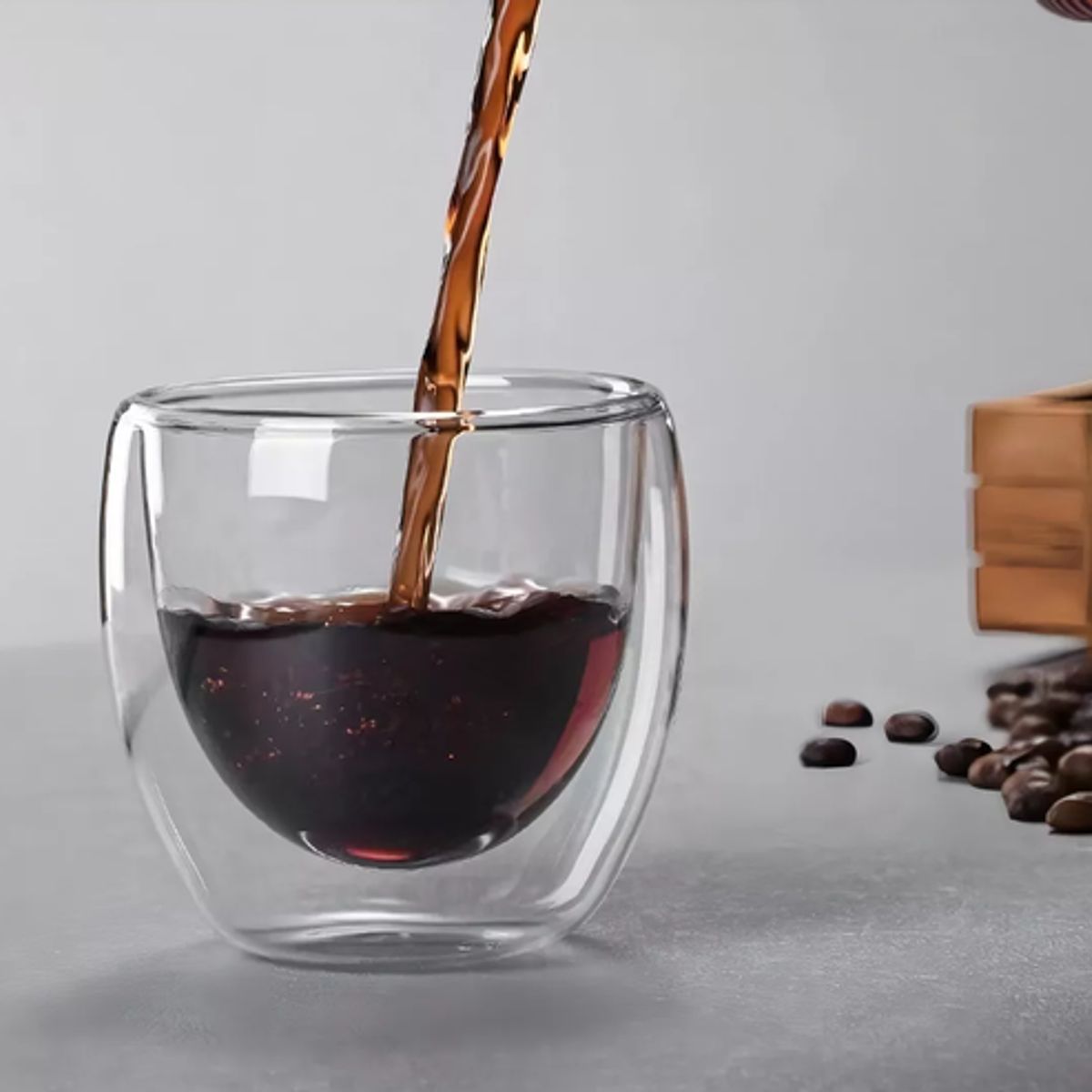 GENERICO - Juego de 4 Tazas de Café Vidrio Térmico Doble Pared 80ml Blanco