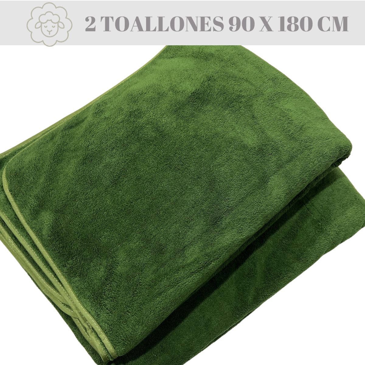 GARSIL - Set 2 Toallas De Baño Grande Microfibra Toallon 90x180cm Verde Olivo
