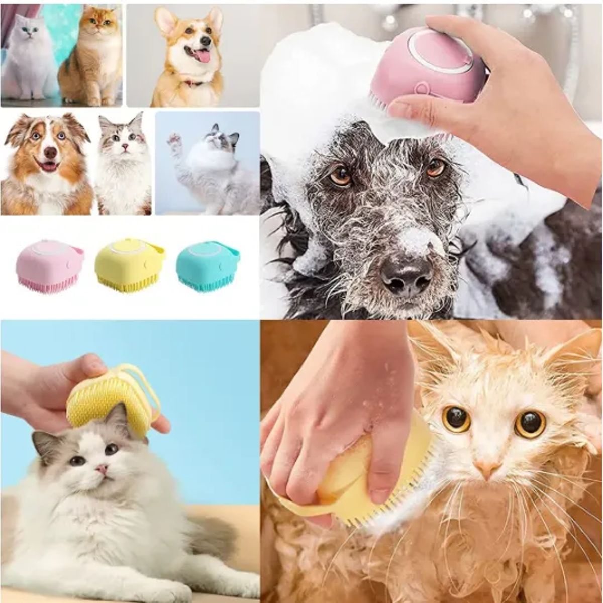 OEM - Cepillo de Baño Masajeador Dispensador para Mascotas