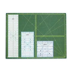 GENERICO - Set Reglas Golden Way + Base de Corte 45×60 cm para Patchwork y Manualidades