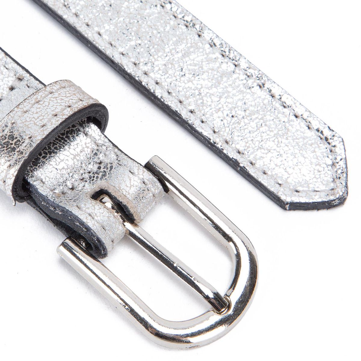 GACEL - Cinturon de cuero mujer Gacel plata
