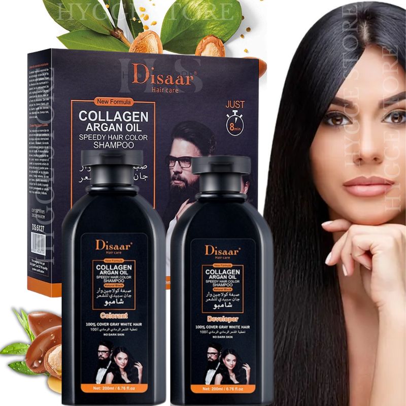 DISAAR - Shampoo Tinte Rápido Cubre Canas X2Unidades Negro