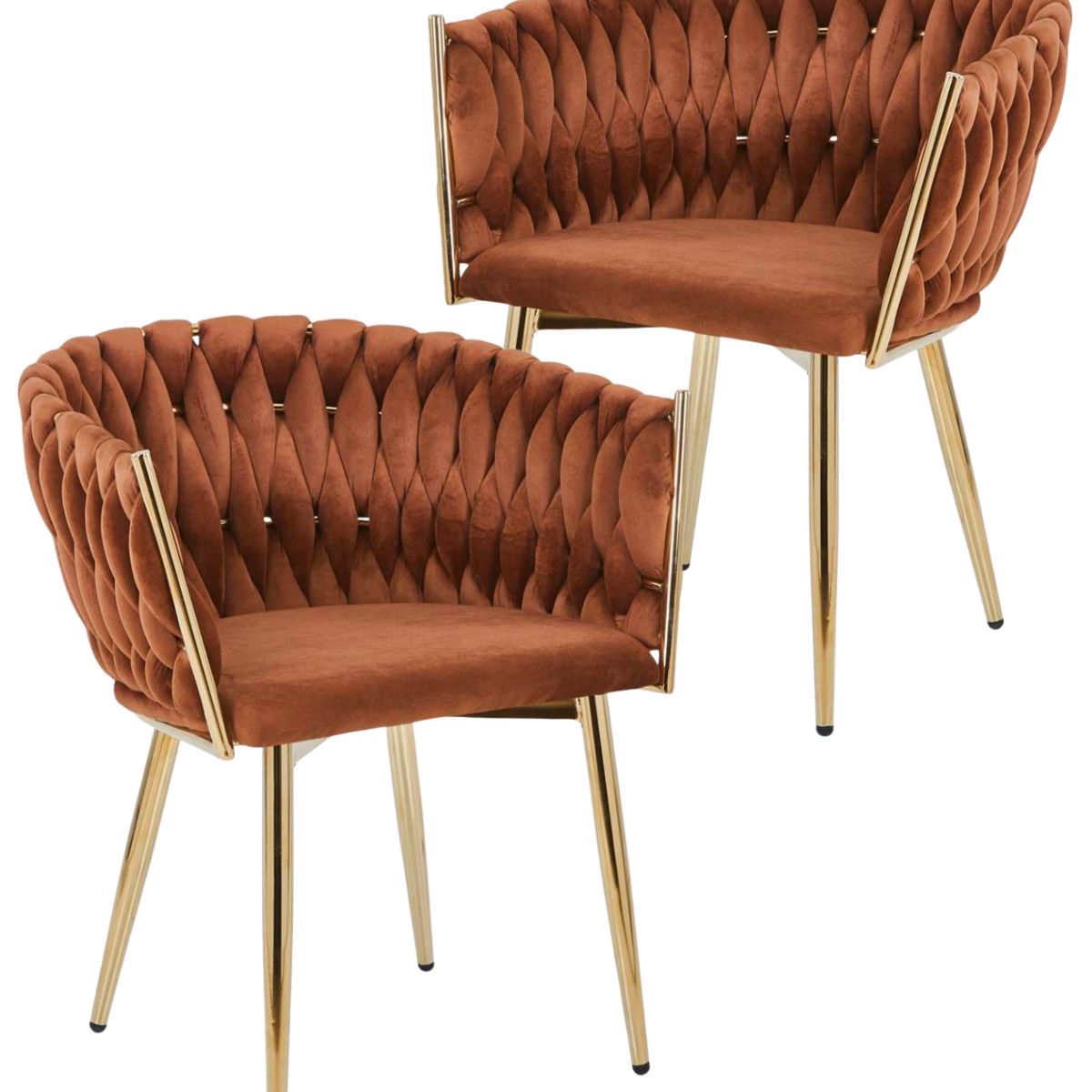 HABITA2 CHILE - Pack 2 Sitial poltrona Queen Marrón patas doradas