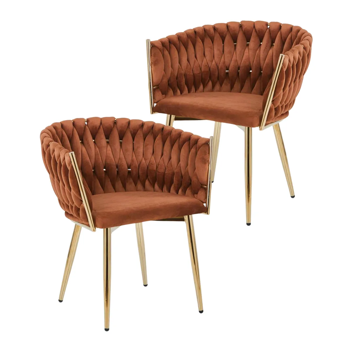 HABITA2 CHILE - Pack 2 Sitial poltrona Queen Marrón patas doradas
