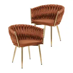 HABITA2 CHILE - Pack 2 Sitial poltrona Queen Marrón patas doradas