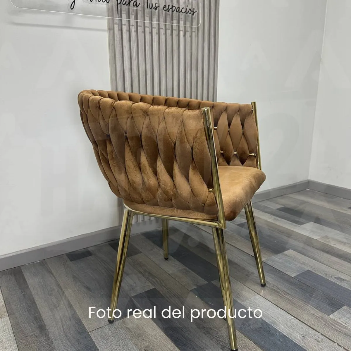 HABITA2 CHILE - Pack 2 Sitial poltrona Queen Marrón patas doradas