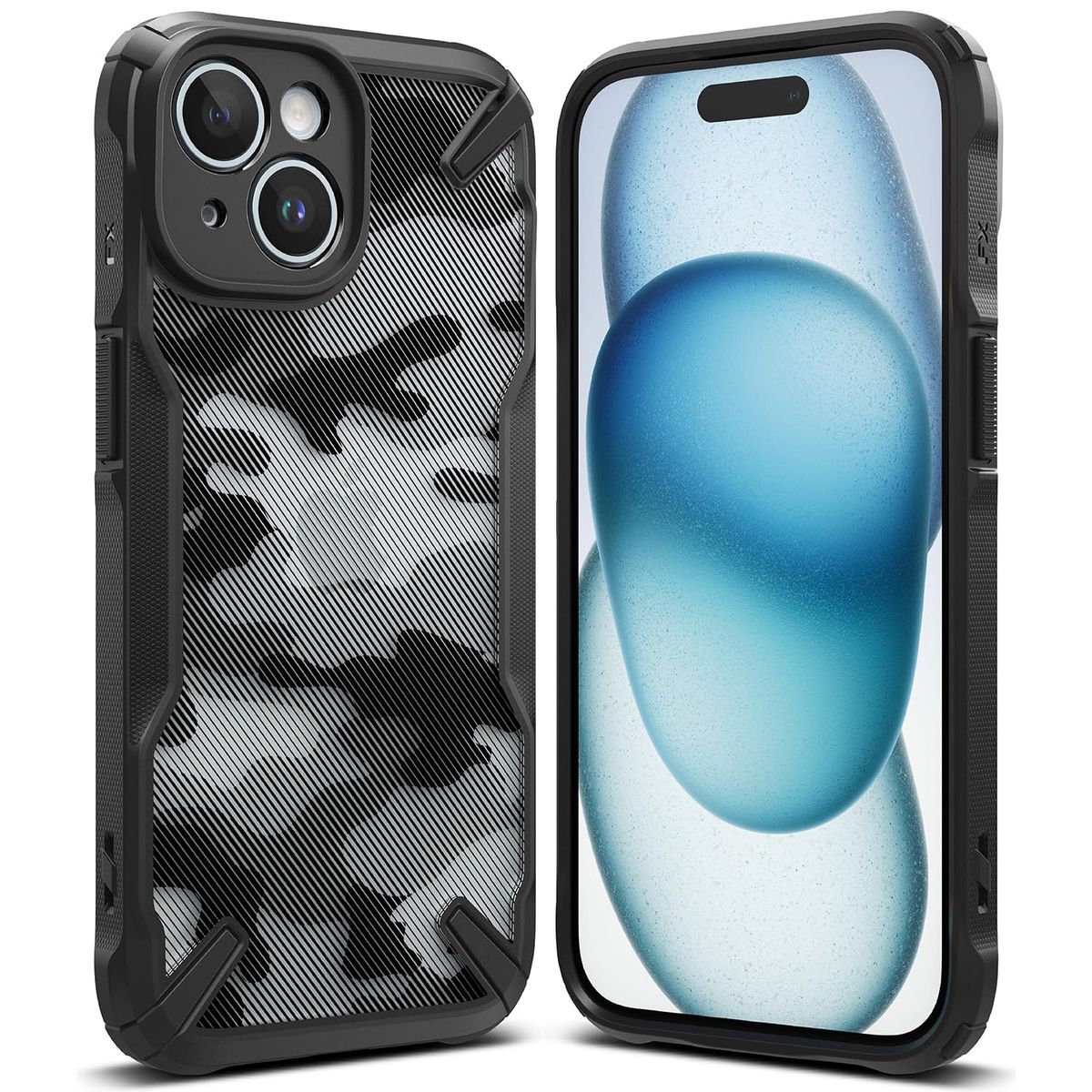 GENERICO - Carcasa Ringke Fusion-X Para iPhone 15 - Camo Black