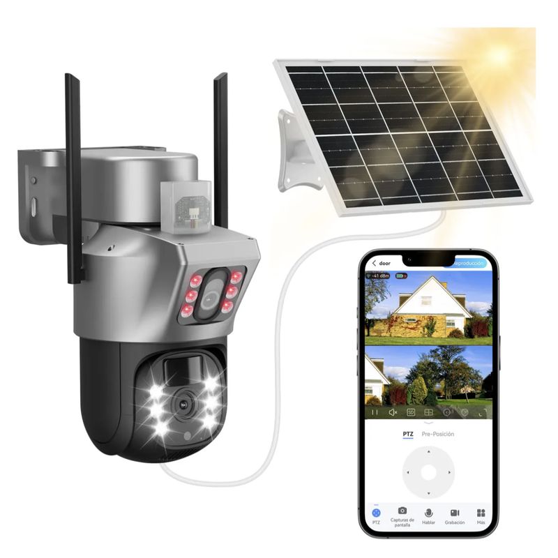 ATLAS - Cámara Exteriores De Seguridad Con Doble Lente Con Alarma
