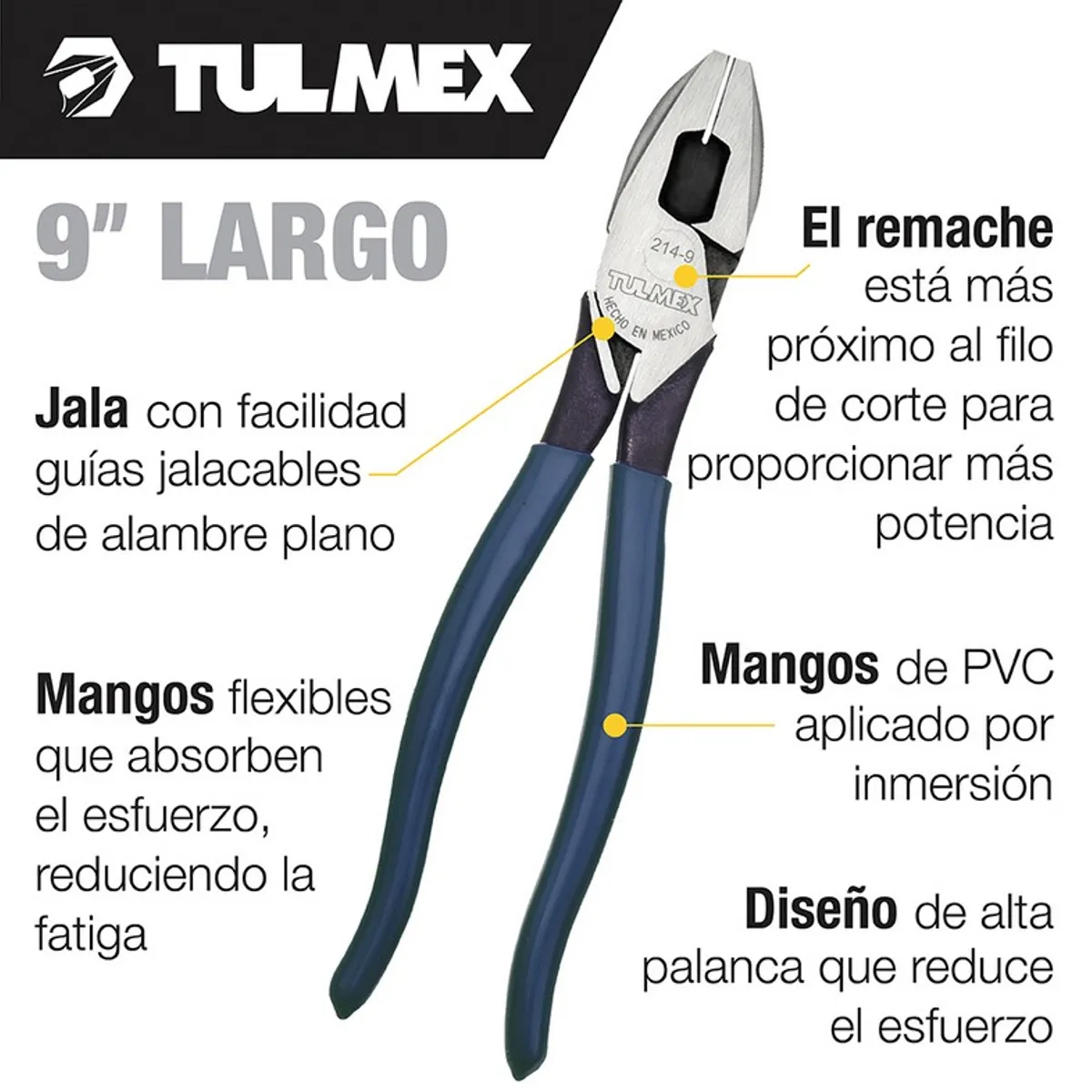 GENERICO - Alicate Universal 9” Alta Palanca D-214-9 TULMEX