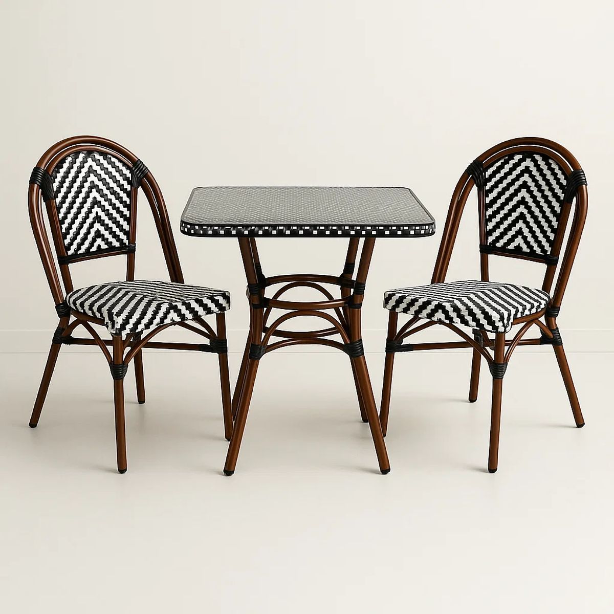 KLIK - Comedor de una Mesa + 2 Sillas Parisinas - Blanco y Negro