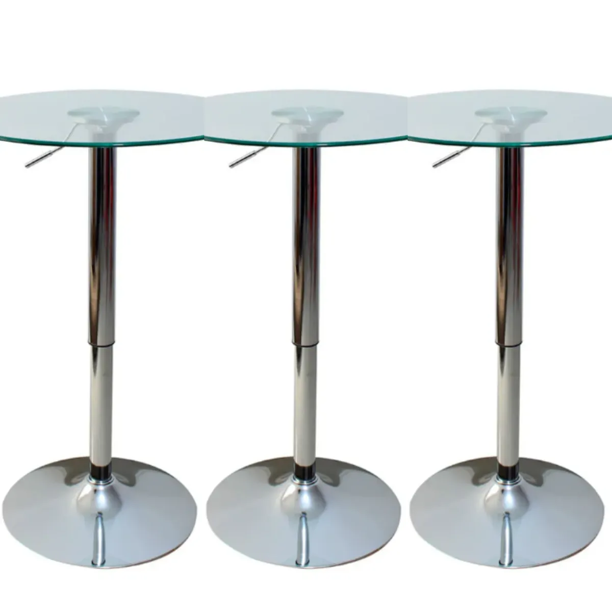 ARTIHOGAR - Set 3 Mesas de Bar Vidrio Templado Regulable  70 CM Diámetro