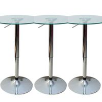 Set 3 Mesas de Bar Vidrio Templado Regulable 70 CM Diámetro