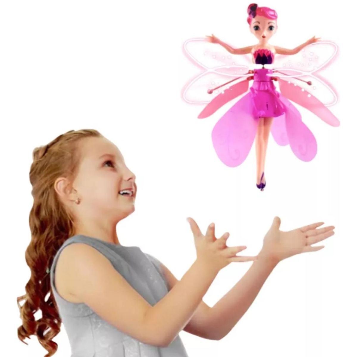 GENERICO - Hada Voladora Muñeca Princesa Recargable Con Censor Rosa