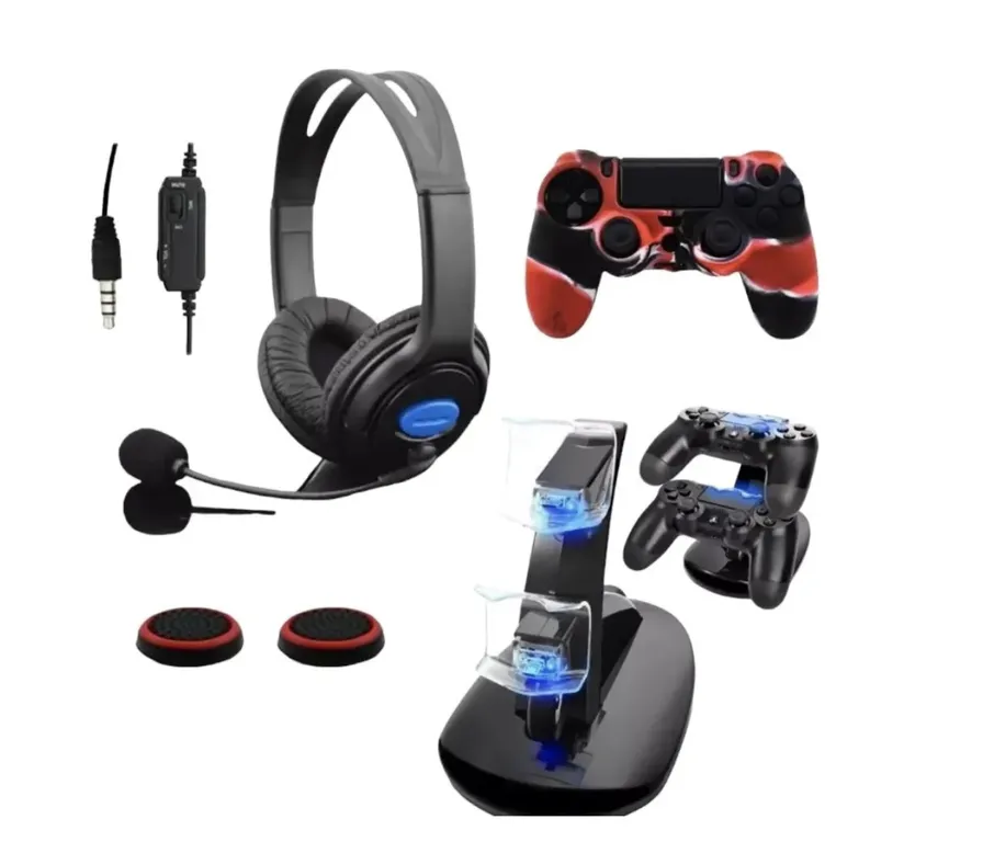 ATLAS Kit Audifonos Gamer + Ps4 Cargador Doble + Control Ps4