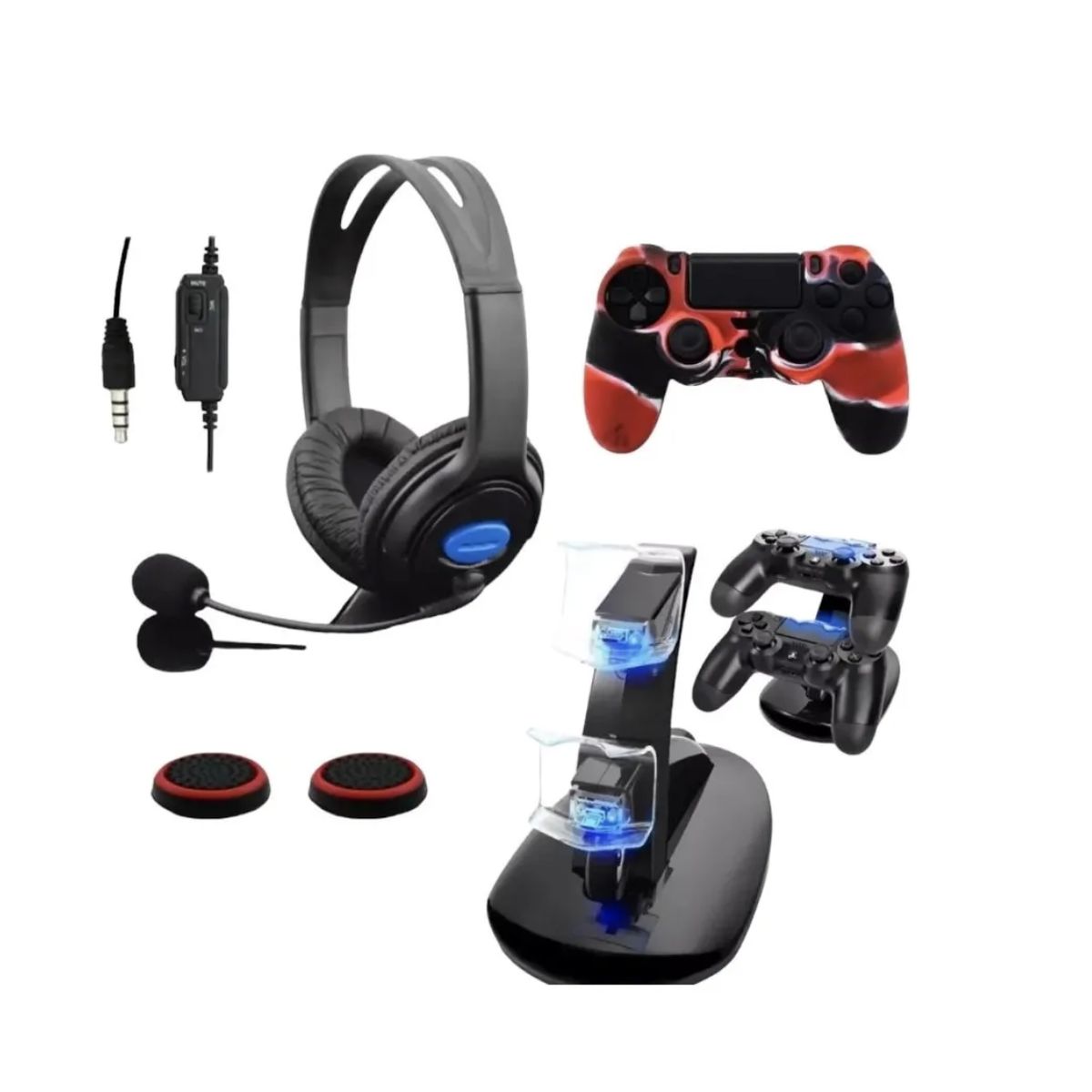 ATLAS - Kit Audifonos Gamer + Ps4 Cargador Doble + Control Ps4