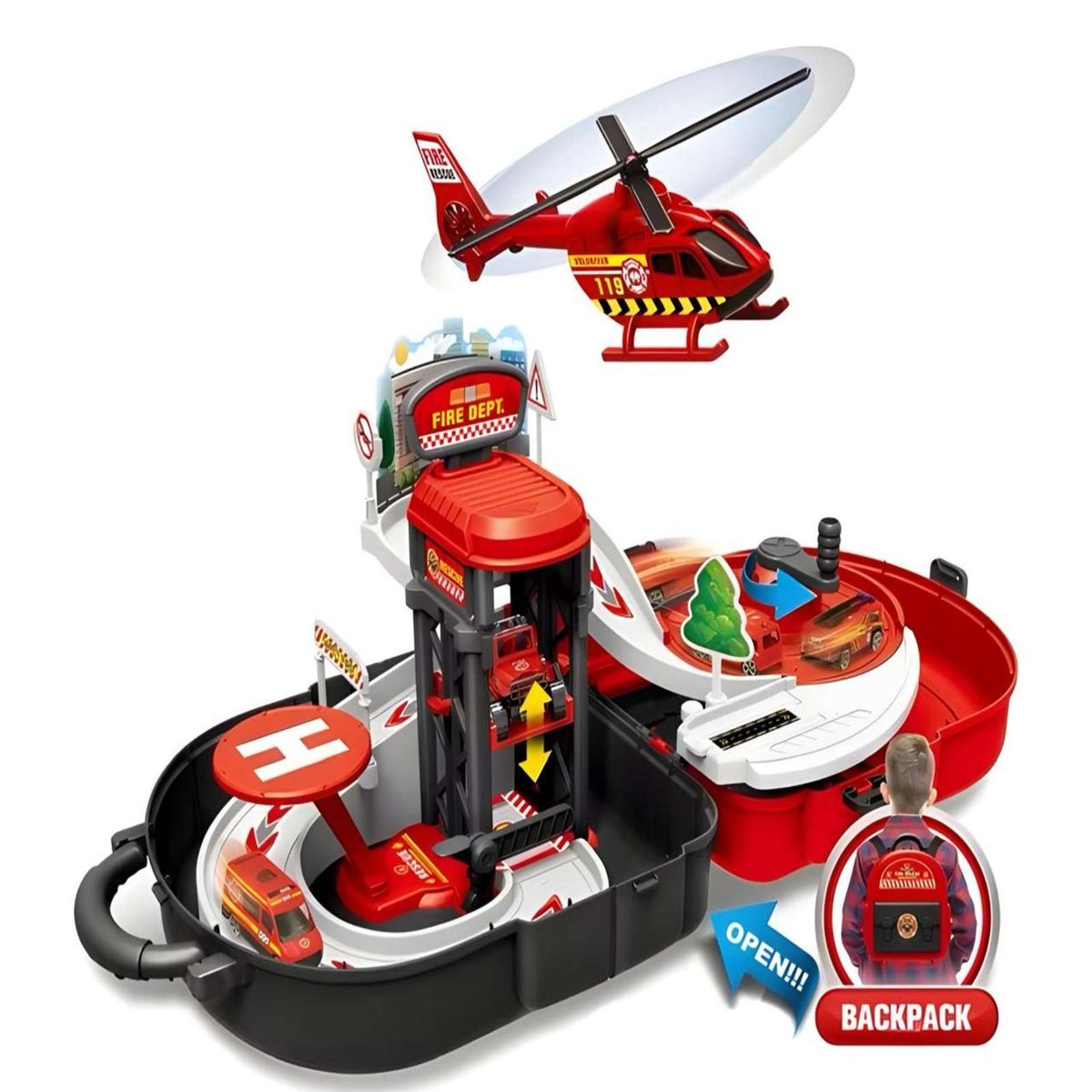 GENERICO - Mochila Estación de Rescate contra Incendios Niña Niño Infantil