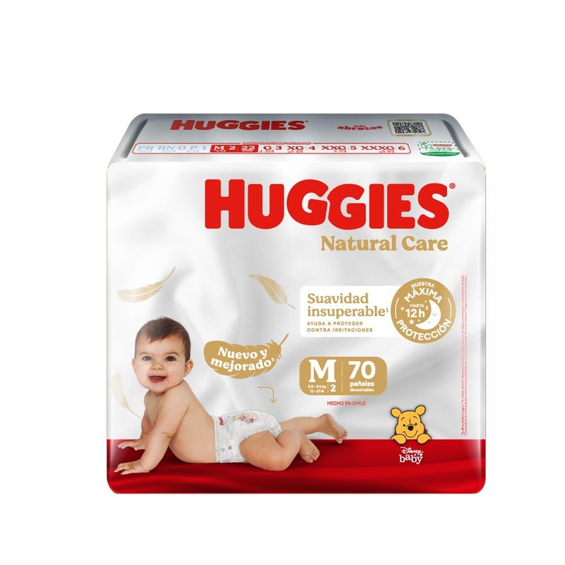 HUGGIES - Maleta Huggies Natural Care M 70 Unidades