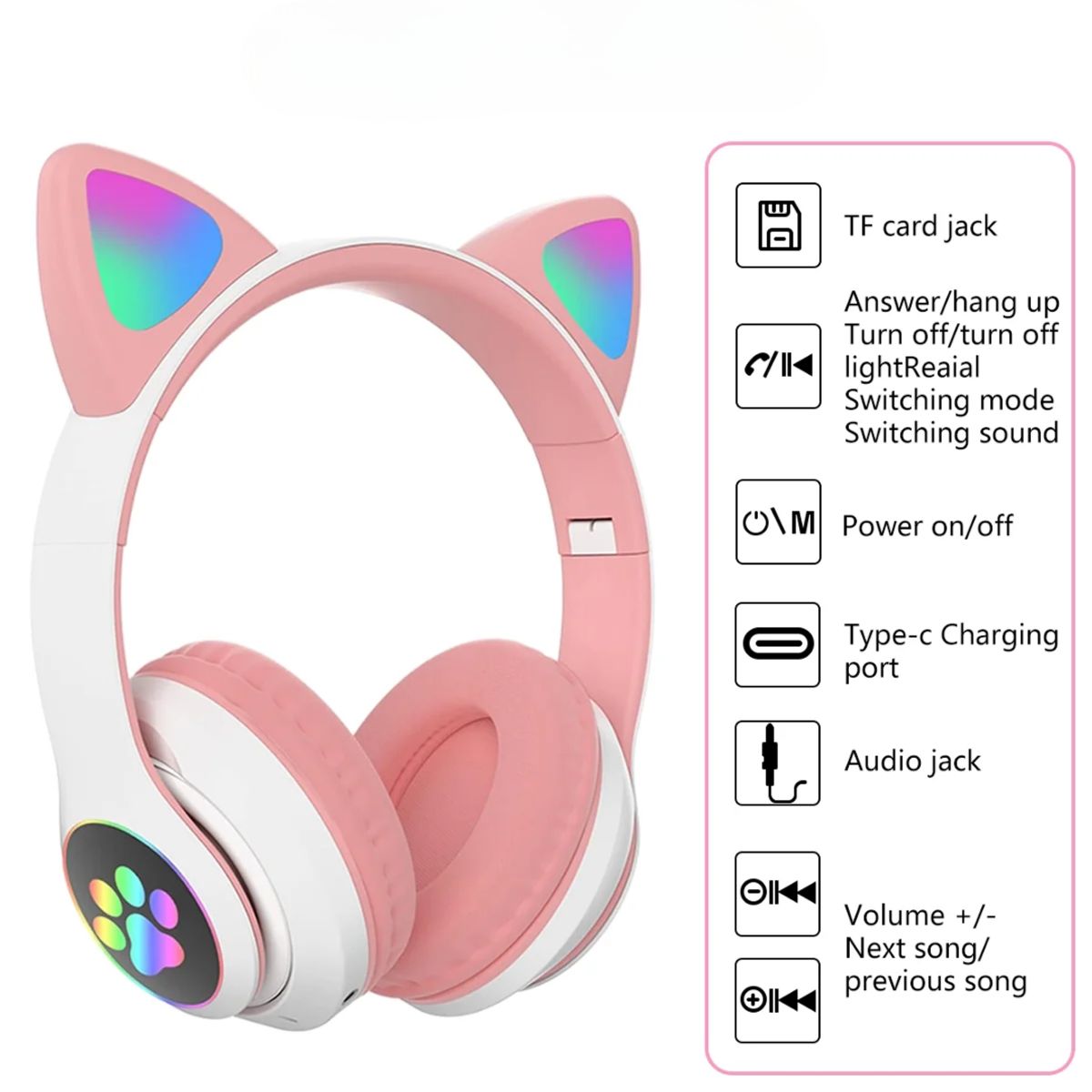 GENERICO - Auriculares Orejas de Gato RGB
