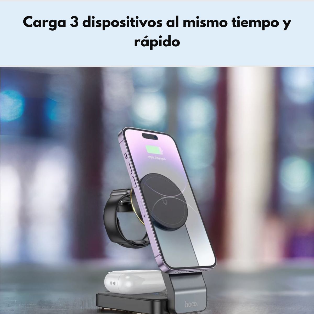 HOCO - Estación De Carga Inalámbrica Magsafe 3 En 1 Hoco Cq3