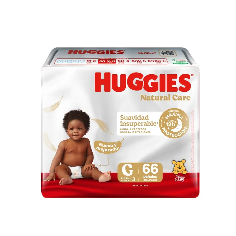 HUGGIES - Maleta Huggies Natural Care G 66 Unidades