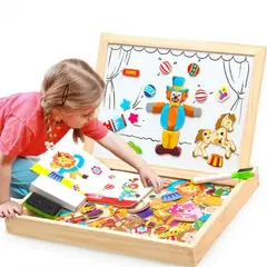 GENERICO - 100 Pcs Circo Rompecabezas Puzzles Madera Magnético