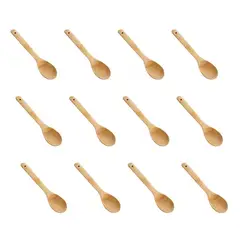 GENERICO - Pack de 12 cucharas de madera de bambú para cocina 30 cm