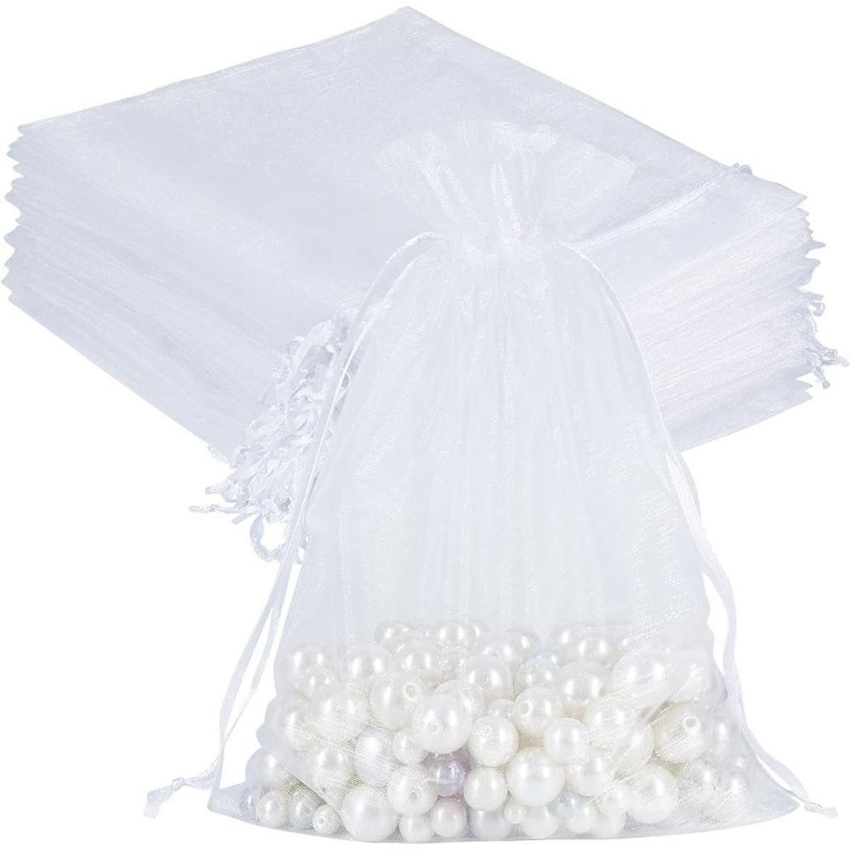 GENERICO - Pack 100 Bolsas Organza Tela Blanca 15x20 Cm