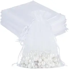 GENERICO - Pack 100 Bolsas Organza Tela Blanca 15x20 Cm