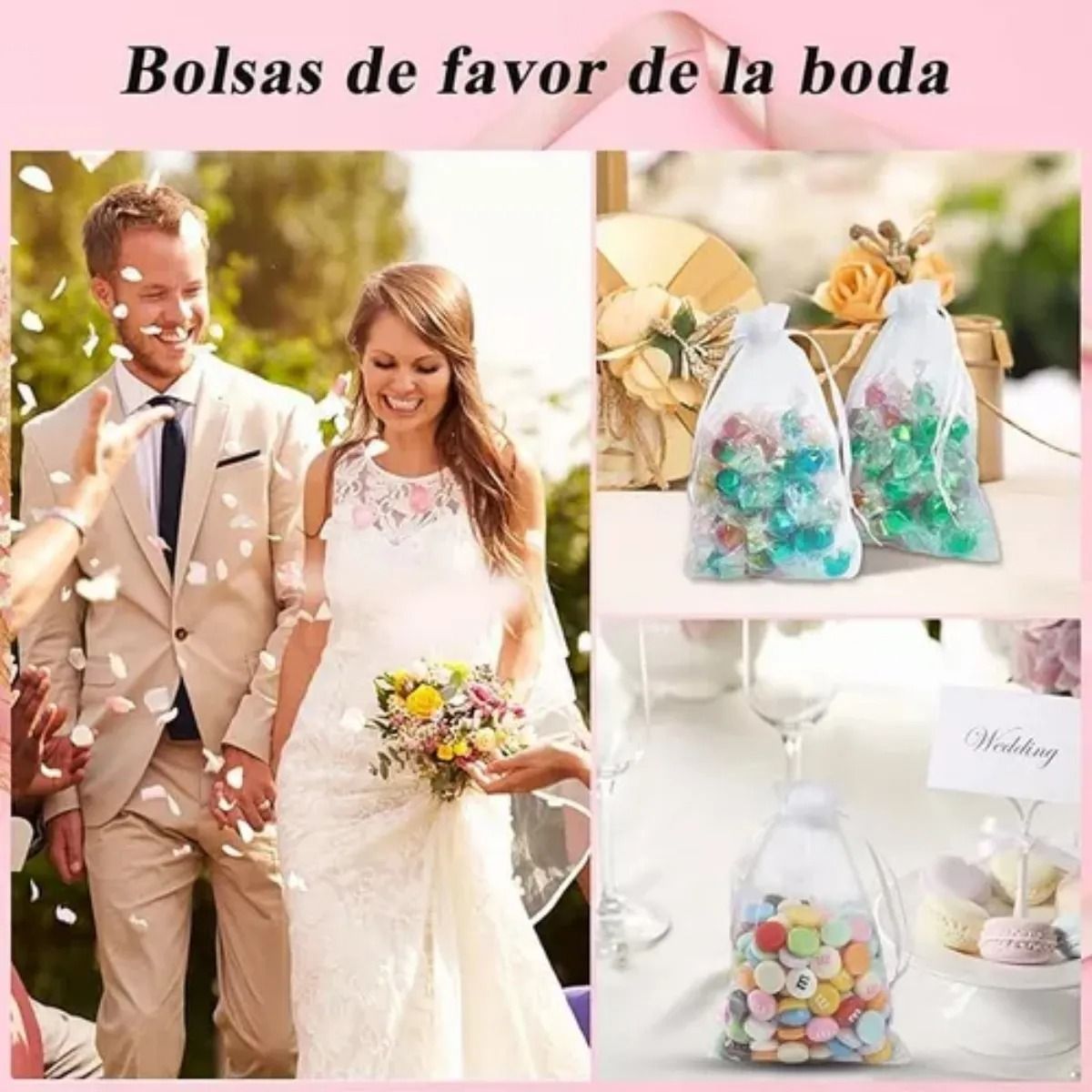 GENERICO - Pack 100 Bolsas Organza Tela Blanca 15x20 Cm