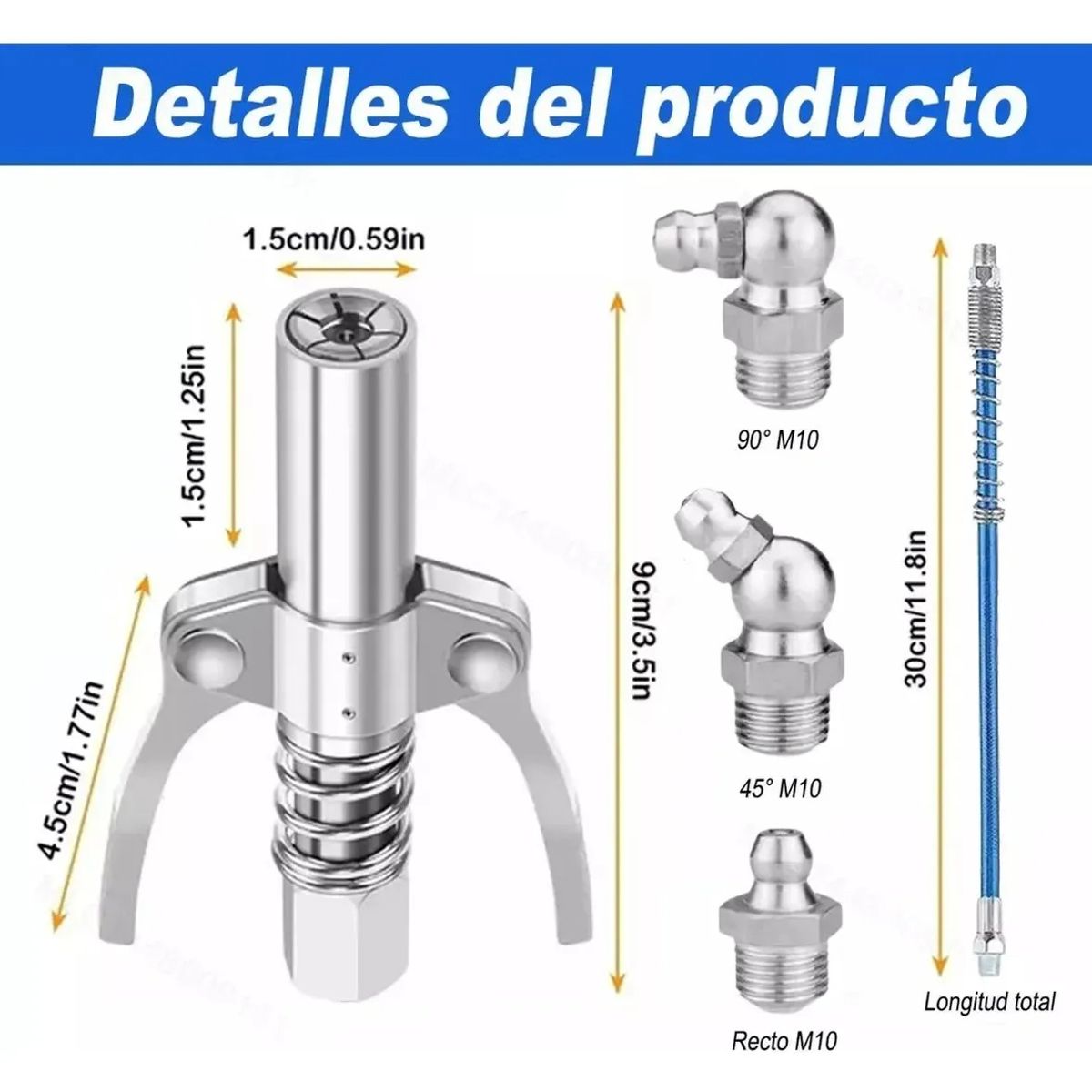 GENERICO - Boquilla Engrasadora Manual Herramientas Con Mangueras