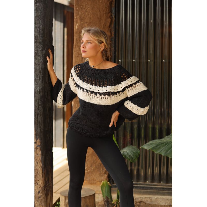 CALEDONIA LABEL - SWEATER AZTECA - ALGODÓN NEGRO