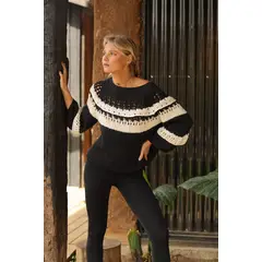 CALEDONIA LABEL - SWEATER AZTECA - ALGODÓN NEGRO