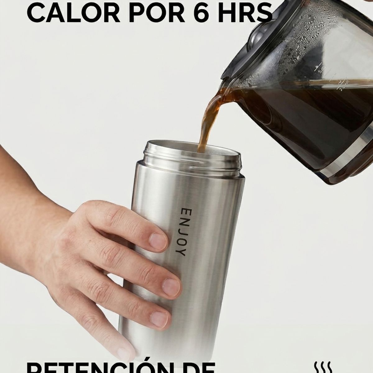 GENERICO - VASO TERMICO MUG DE ACERO INOXIDABLE TE - CAFE 300 ml - PLATEADO