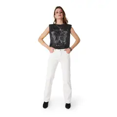 EFESIS - PANTALON RUBRUN RECTO TACHAS EN COSTADOS - Blanco