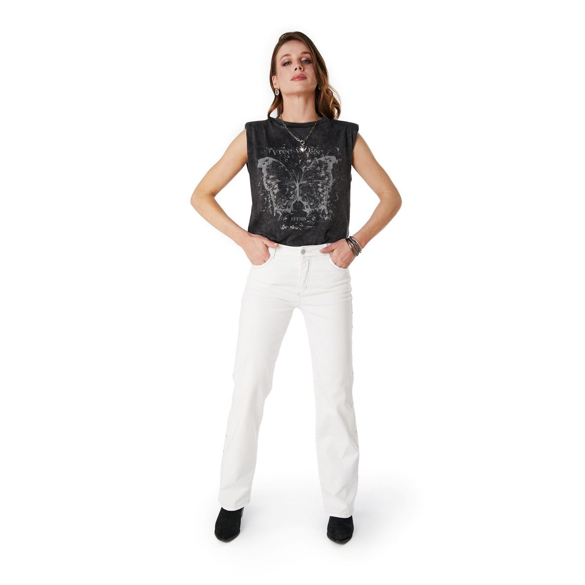 EFESIS - Pantalón Straight Tiro Medio Mujer Efesis