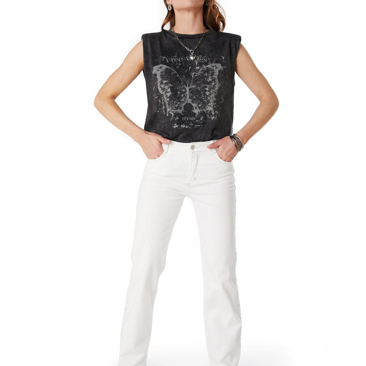 EFESIS - Pantalón Straight Tiro Medio Mujer Efesis