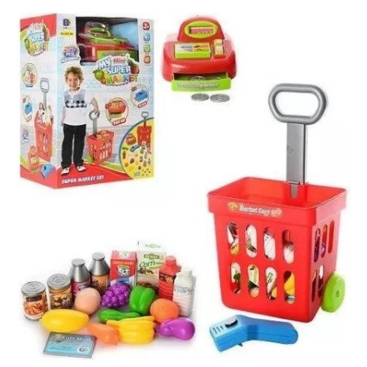GENERICO - Mini Carrito De Supermercado Y Caja Registradora Juego Niños