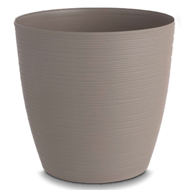 REYPLAST - MACETA REDONDA ESTILO PIEDRA 18×16 CM TAUPE  REYPLAST