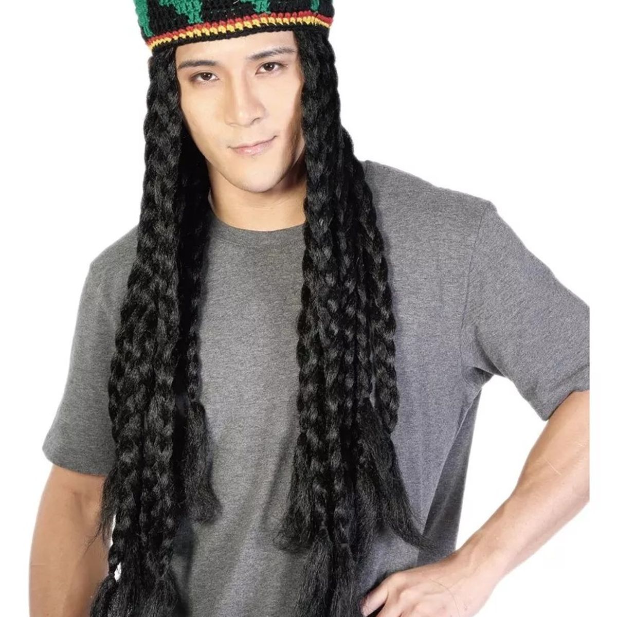 KUANGYE - Peluca Rasta Peluca De Gorro Punto Reggae Hippie Jamaicano